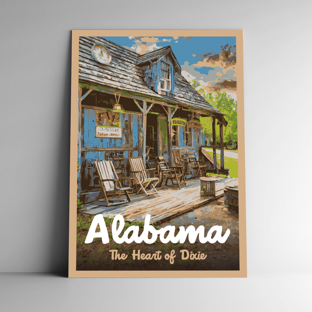 Alabama: The Heart of Dixie Poster / Postcard - Go See Design