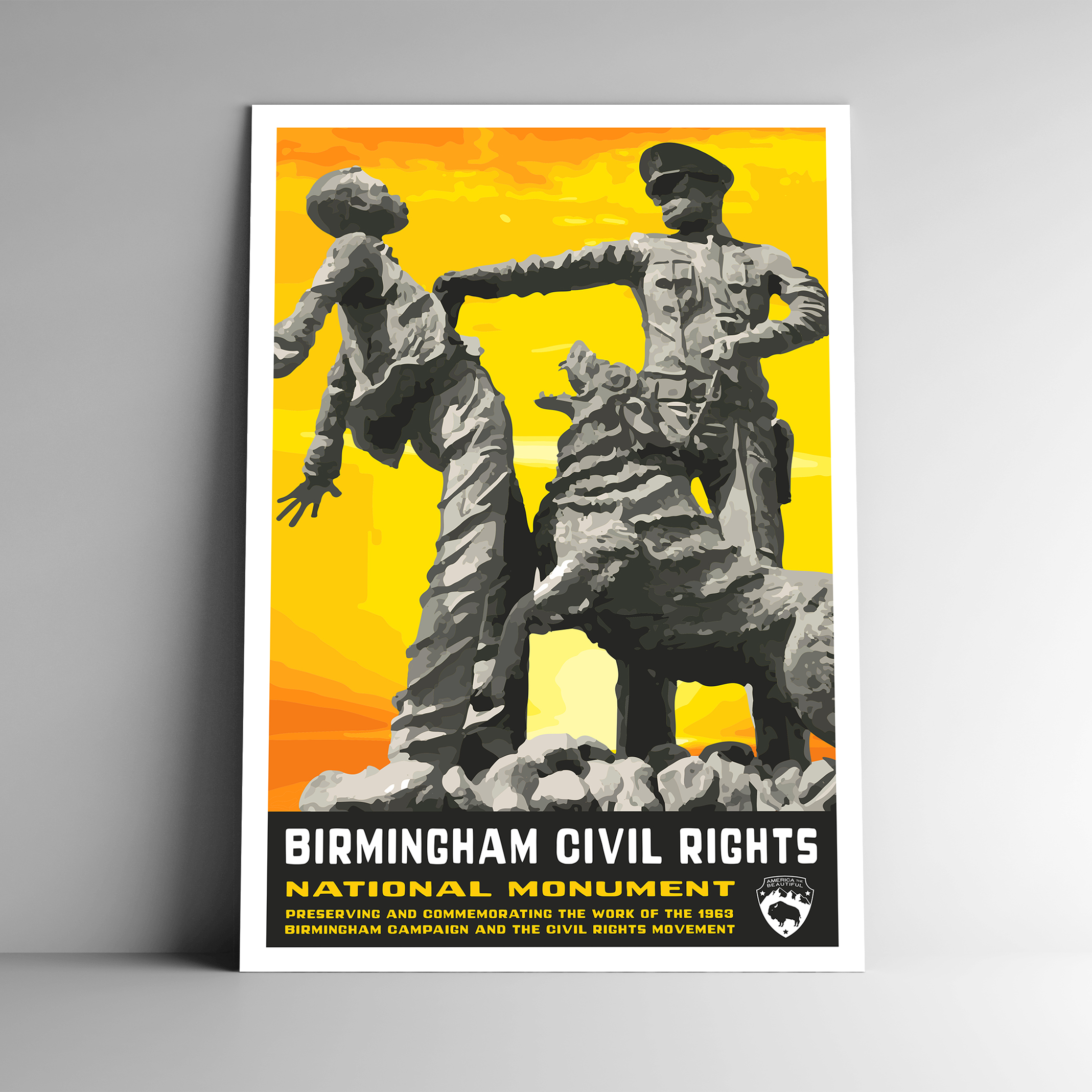 Birmingham Civil Rights National Monument Poster / Postcard - Go See Design