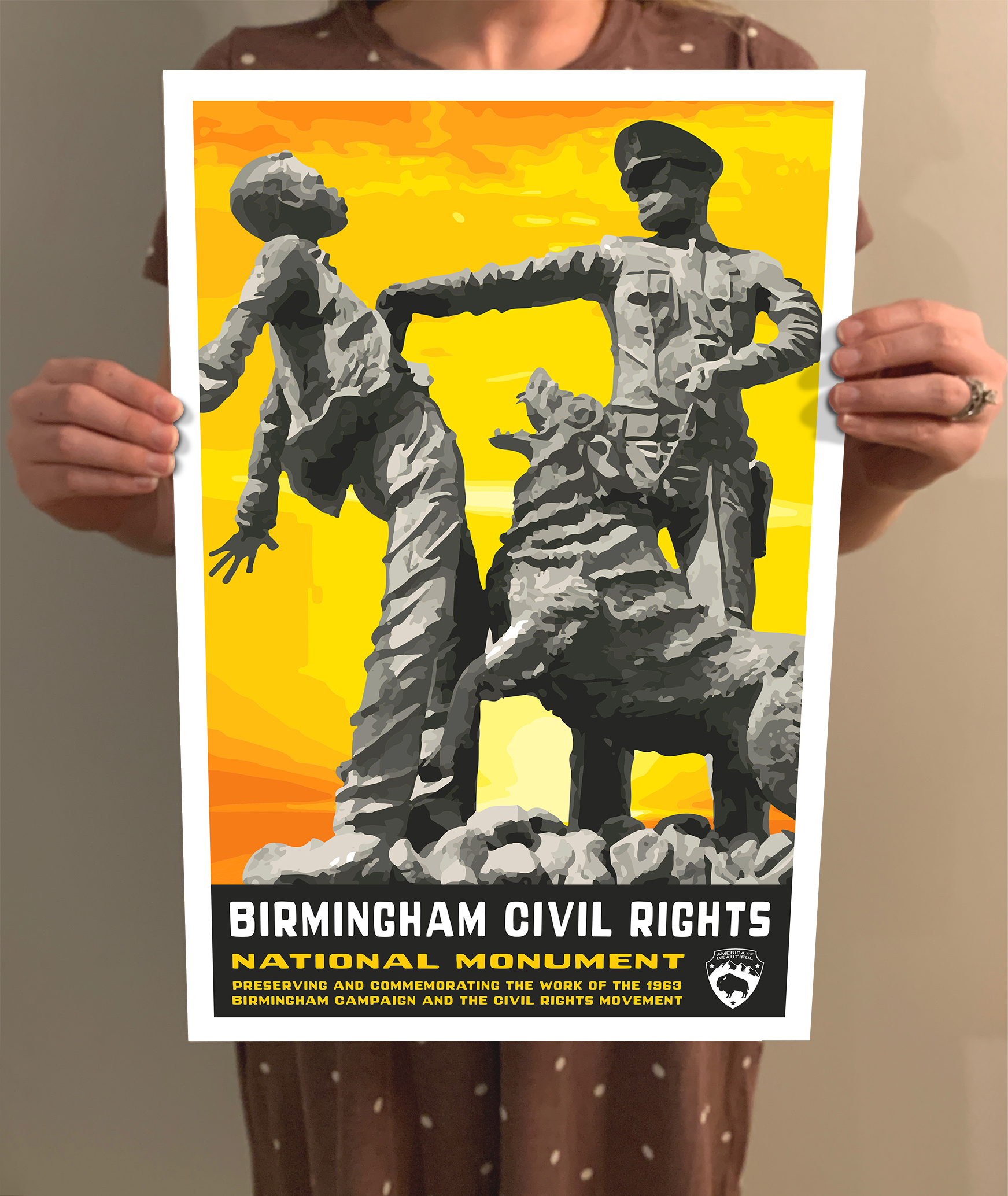 Birmingham Civil Rights National Monument Poster / Postcard - Go See Design