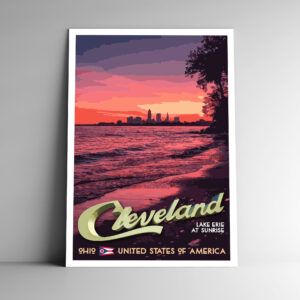 Cleveland Ohio (Sunrise Over Lake Erie) Poster / Postcard
