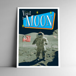 Visit The Moon Retro Poster / Postcard