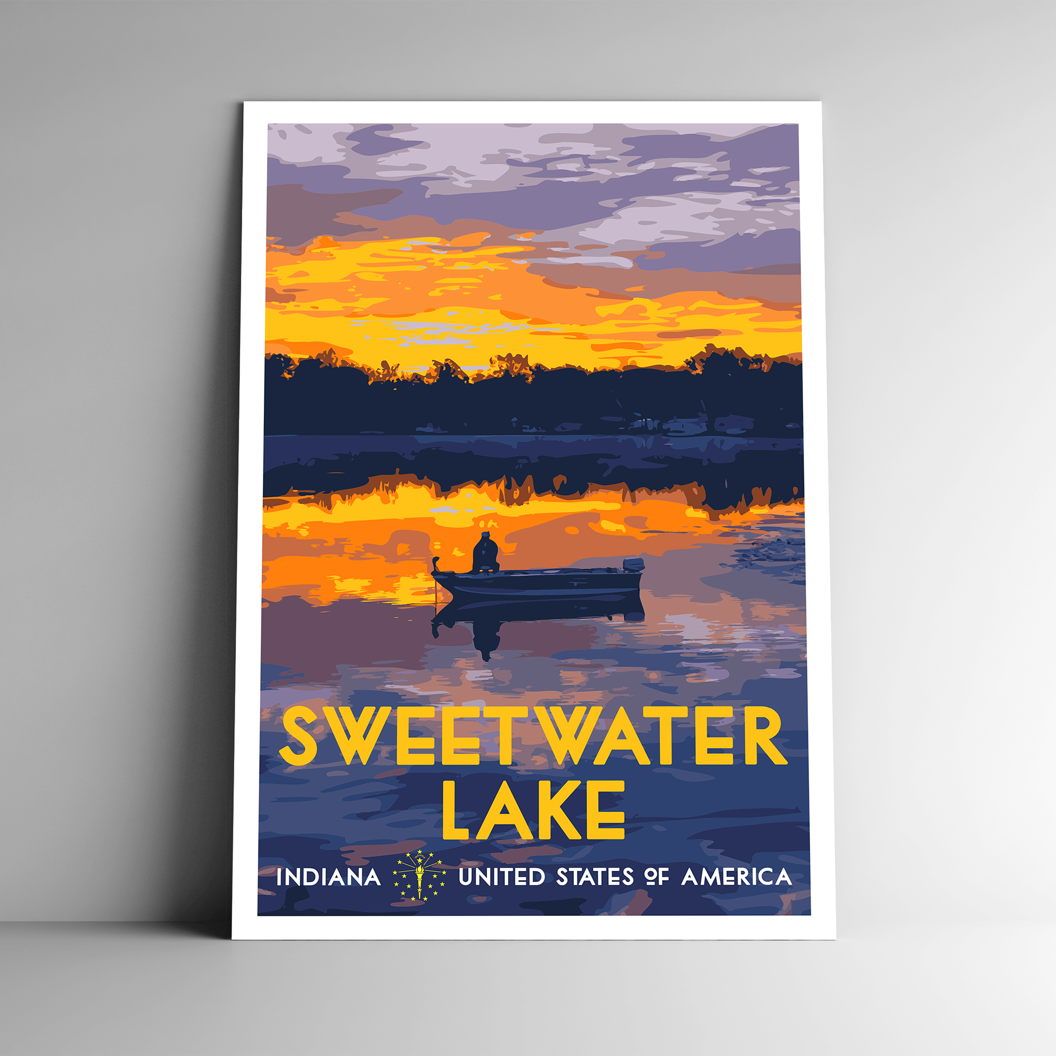 Sweetwater Lake Indiana Poster / Postcard - Go See Design